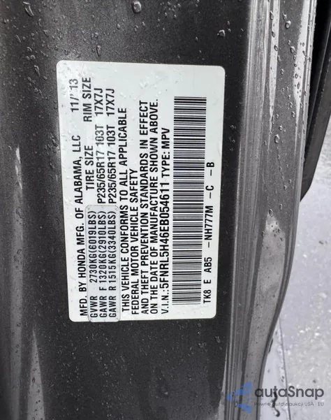 2014 Honda Odyssey Ex из США, поврежденный, VIN 5FNRL5H46EB054611